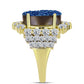 Anillo de Plata Bañada en Oro con Drusa Azul y Topacio Blanco