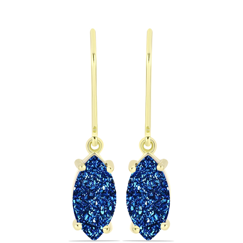Pendientes de Plata Bañada en Oro con Drusa Azul