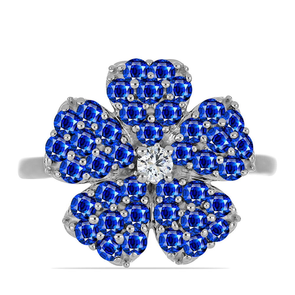 Anillo de Plata con Zafiro Azul Australiano y Topacio Blanco 1 