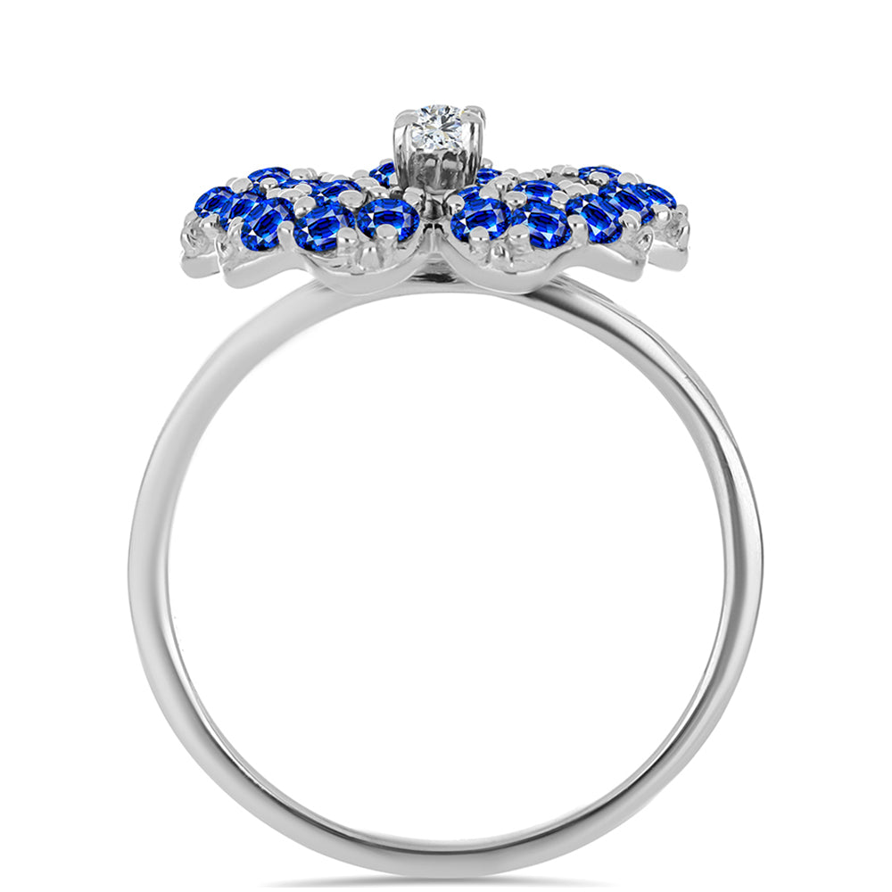 Anillo de Plata con Zafiro Azul Australiano y Topacio Blanco