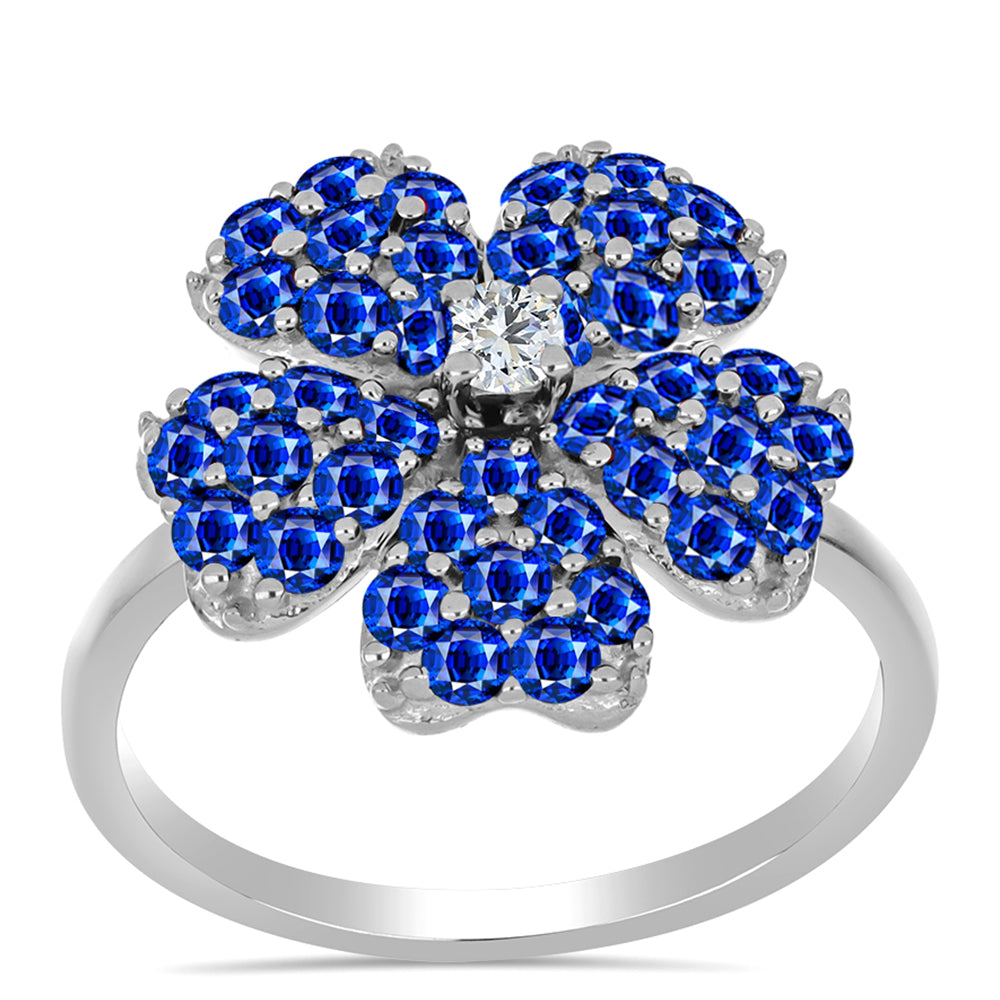 Anillo de Plata con Zafiro Azul Australiano y Topacio Blanco