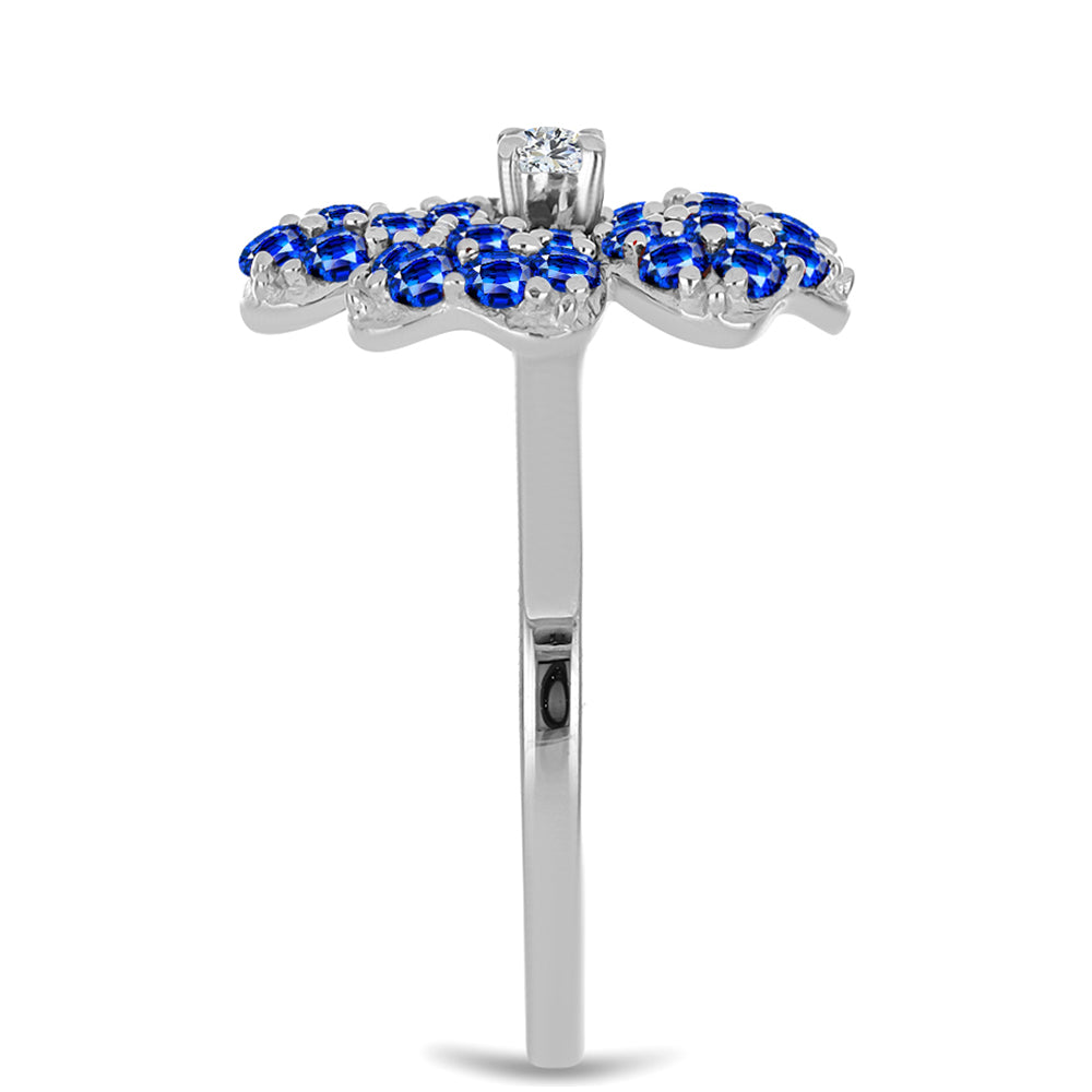 Anillo de Plata con Zafiro Azul Australiano y Topacio Blanco