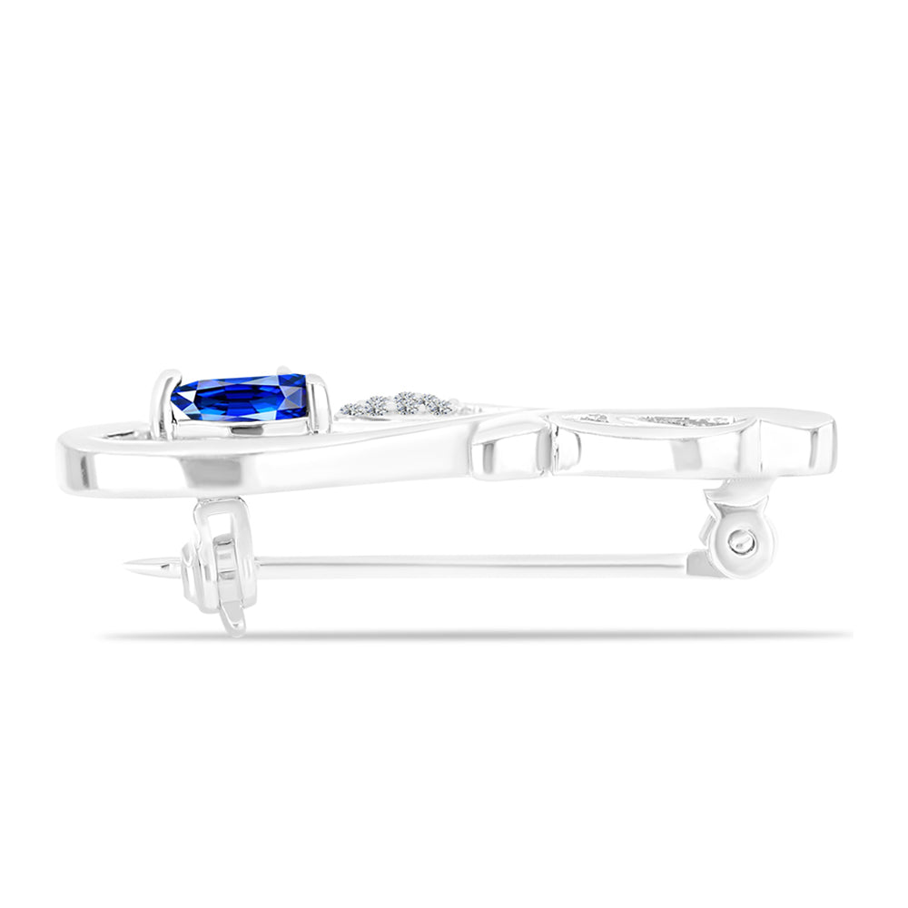 Broche de Plata con Zafiro Azul Australiano y Topacio Blanco