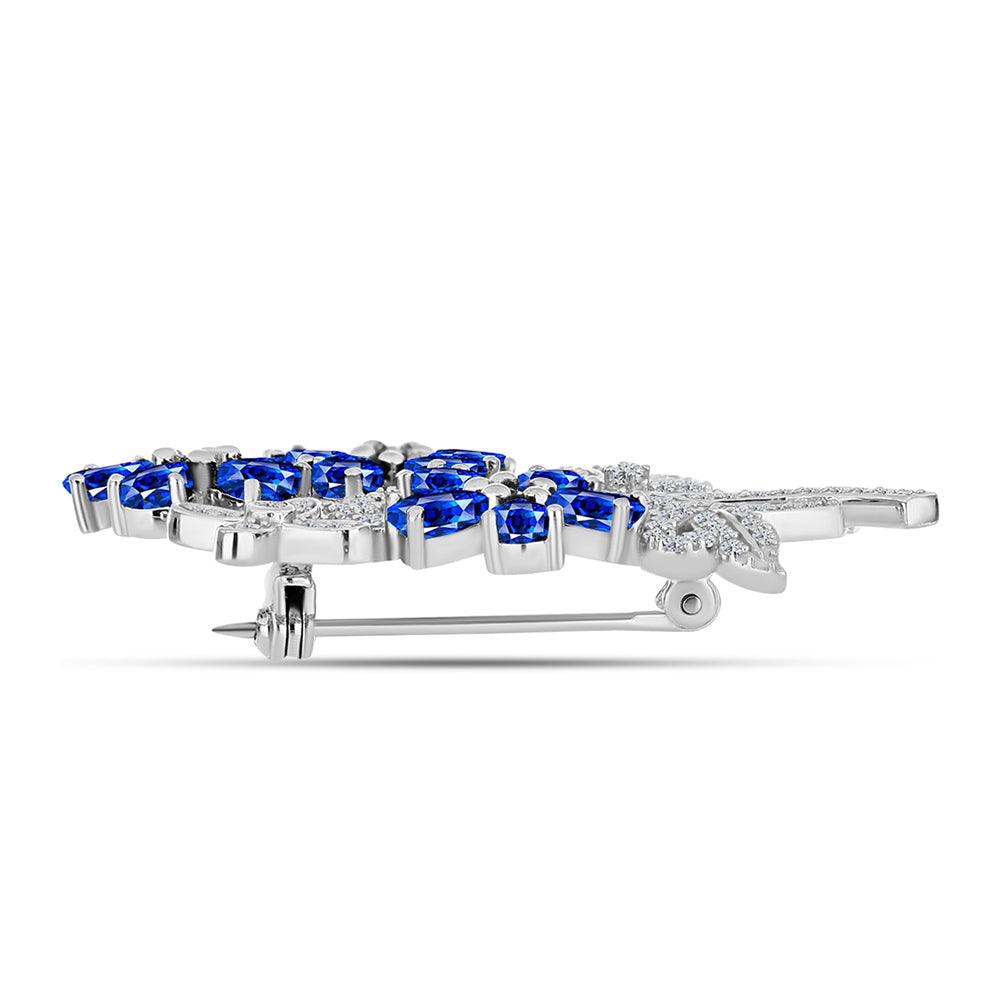 Broche de Plata con Zafiro Azul Australiano y Topacio Blanco 2 
