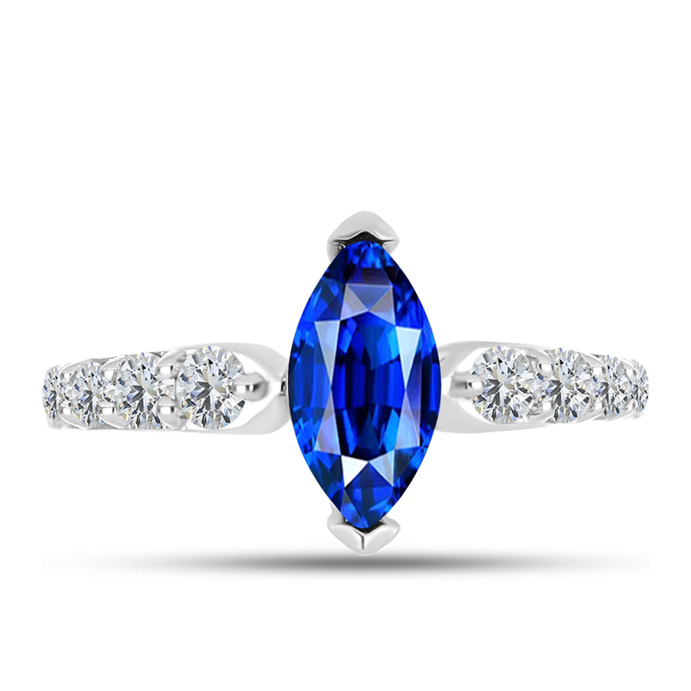 Anillo de Plata con Zafiro Azul Australiano y Topacio Blanco 1 