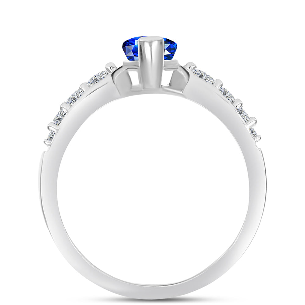 Anillo de Plata con Zafiro Azul Australiano y Topacio Blanco 2 