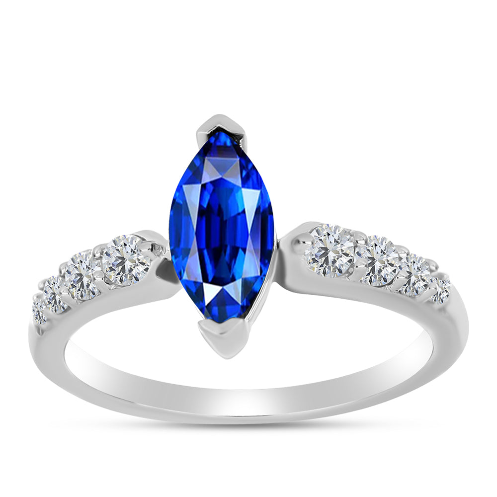 Anillo de Plata con Zafiro Azul Australiano y Topacio Blanco 3 