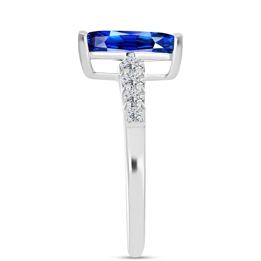 Anillo de Plata con Zafiro Azul Australiano y Topacio Blanco 4 