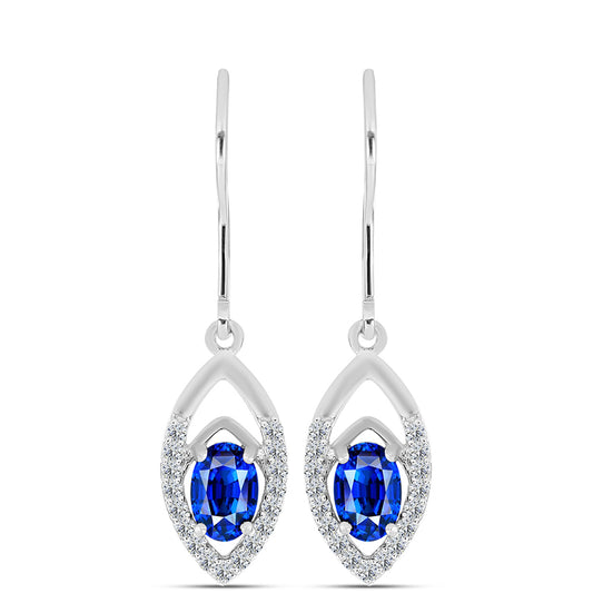 Pendientes de Plata con Zafiro Azul Australiano y Topacio Blanco