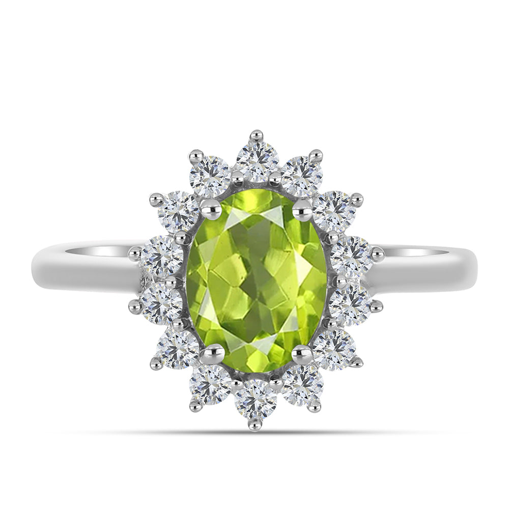 Anillo de Plata con Peridoto de Changbai y Topacio Blanco