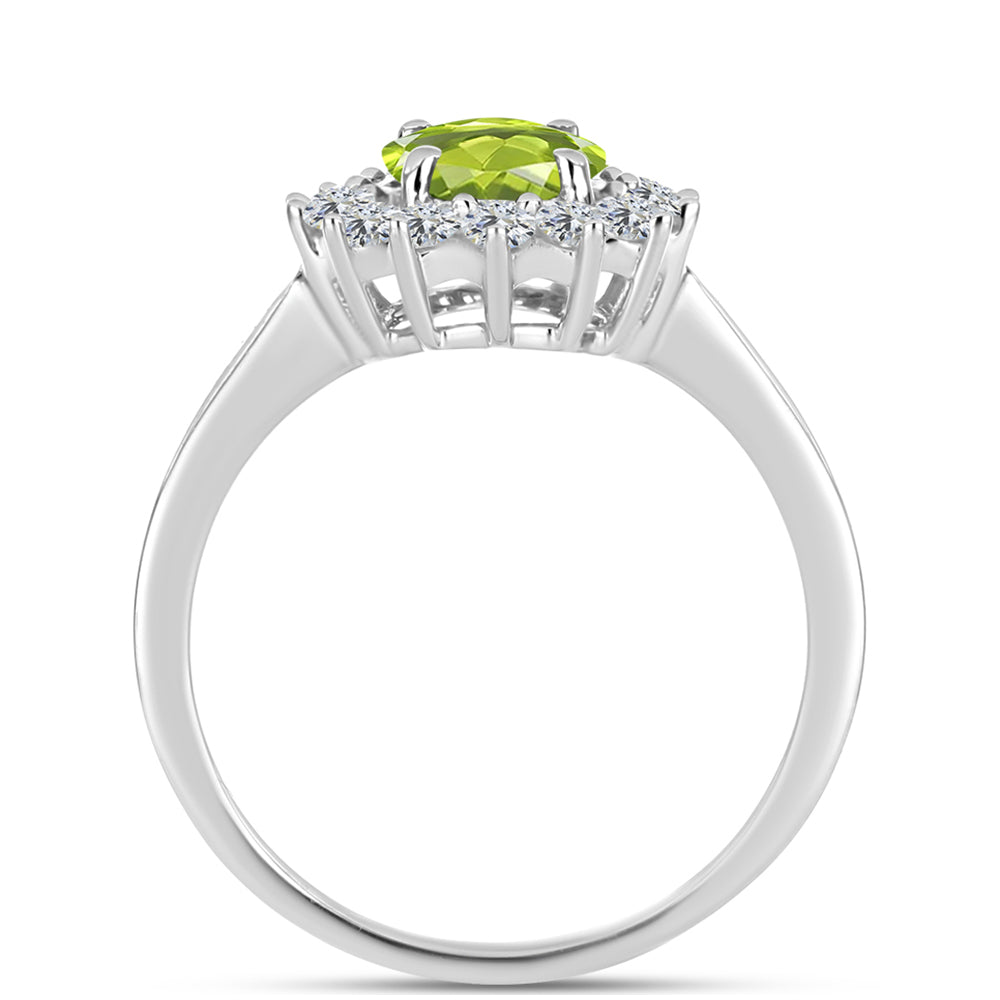 Anillo de Plata con Peridoto de Changbai y Topacio Blanco 2 