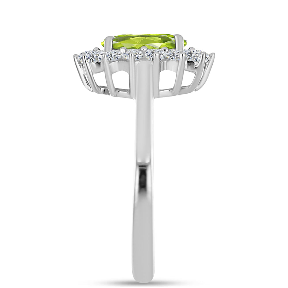 Anillo de Plata con Peridoto de Changbai y Topacio Blanco 4 