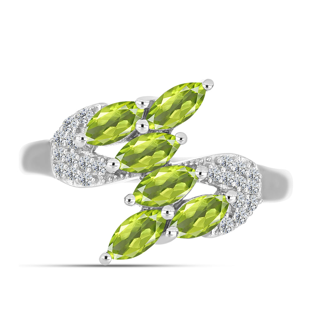Anillo de Plata con Peridoto de Changbai y Topacio Blanco 1 
