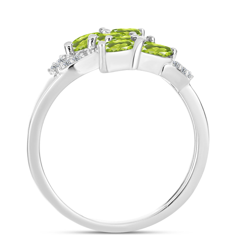 Anillo de Plata con Peridoto de Changbai y Topacio Blanco