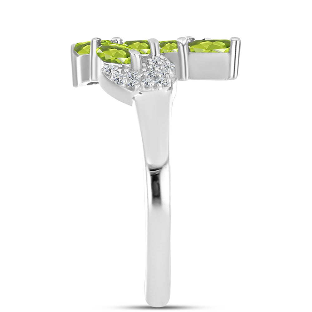 Anillo de Plata con Peridoto de Changbai y Topacio Blanco 4 