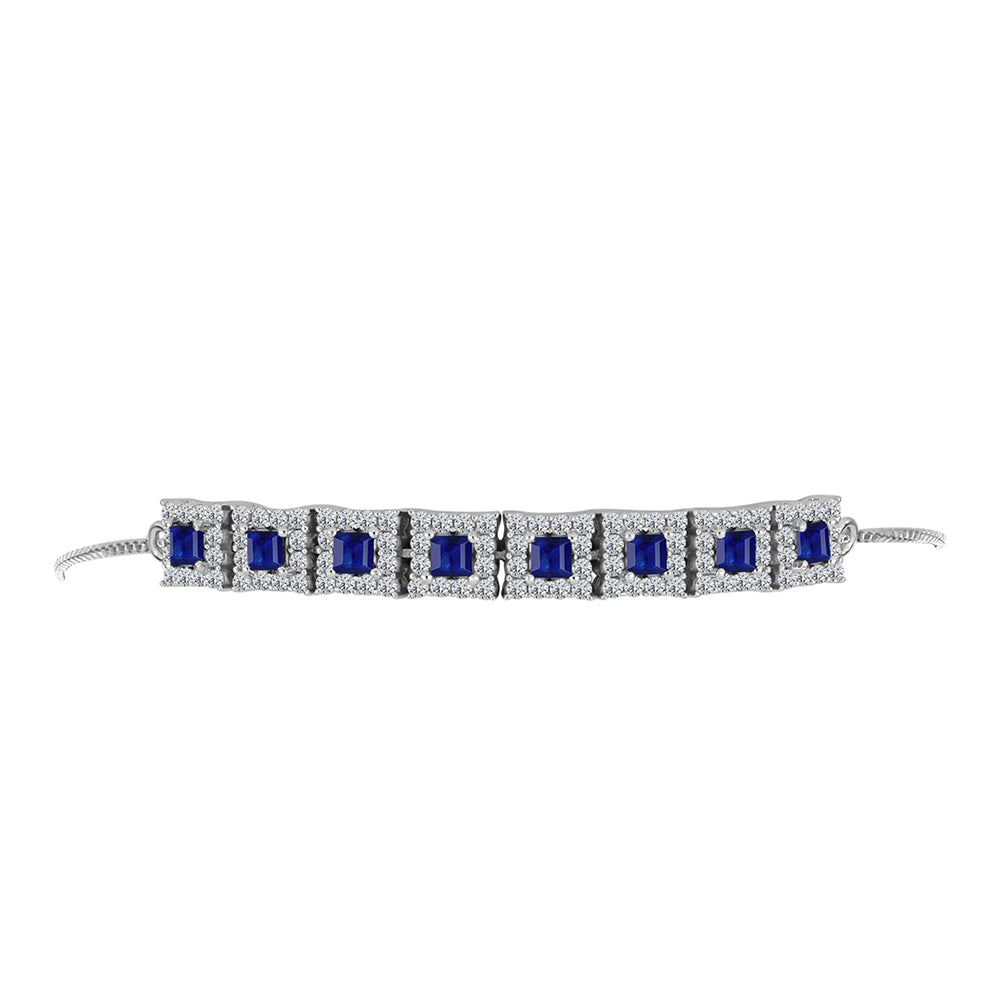 Pulsera de Plata con Zafiro Azul Australiano y Topacio Blanco