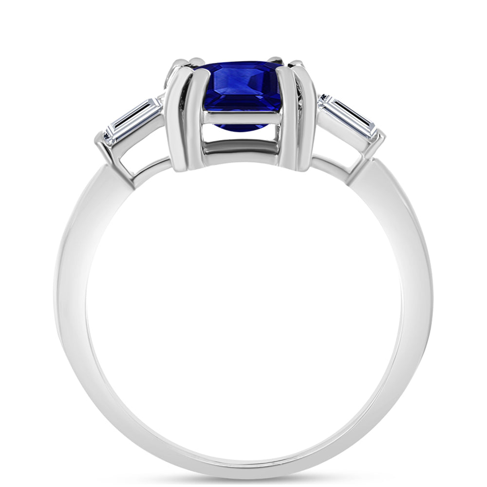 Anillo de Plata con Zafiro Azul Australiano y Topacio Blanco 2 