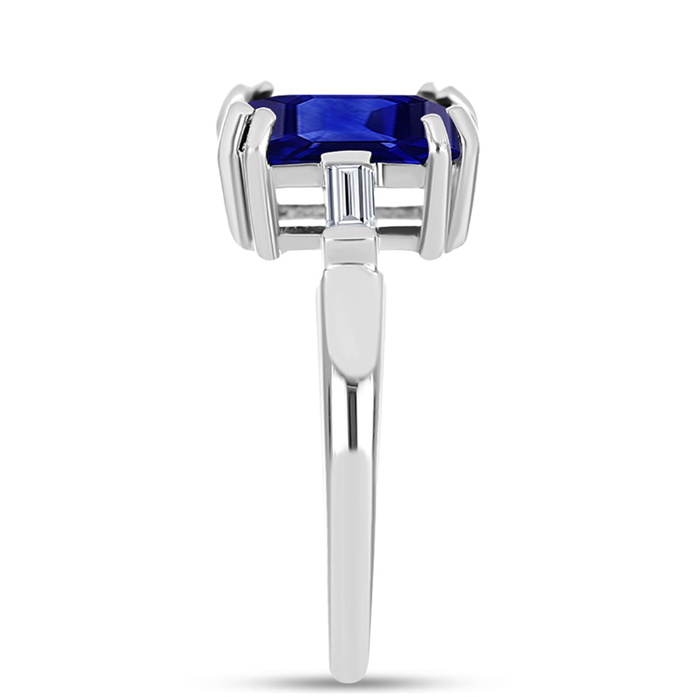 Anillo de Plata con Zafiro Azul Australiano y Topacio Blanco