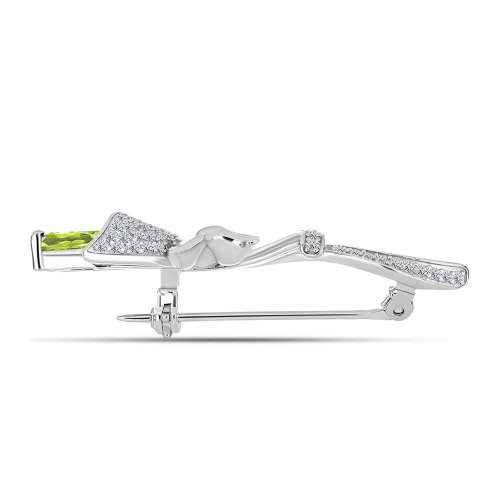 Broche de Plata con Peridoto de Changbai y Topacio Blanco