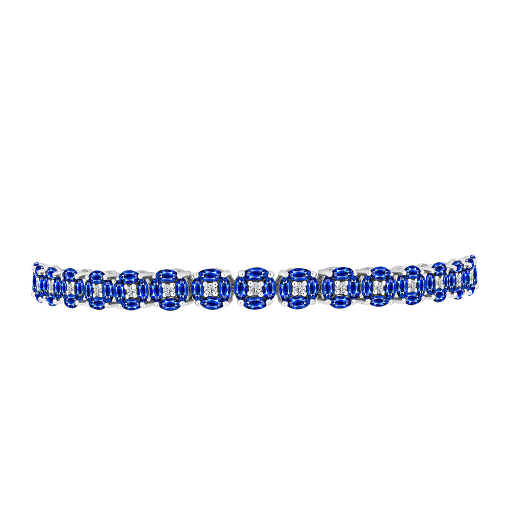Pulsera de Plata con Zafiro Azul Australiano y Topacio Blanco 2 