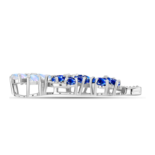 Colgante de Plata con Zafiro Azul Australiano y Piedra Lunar Arco Iris