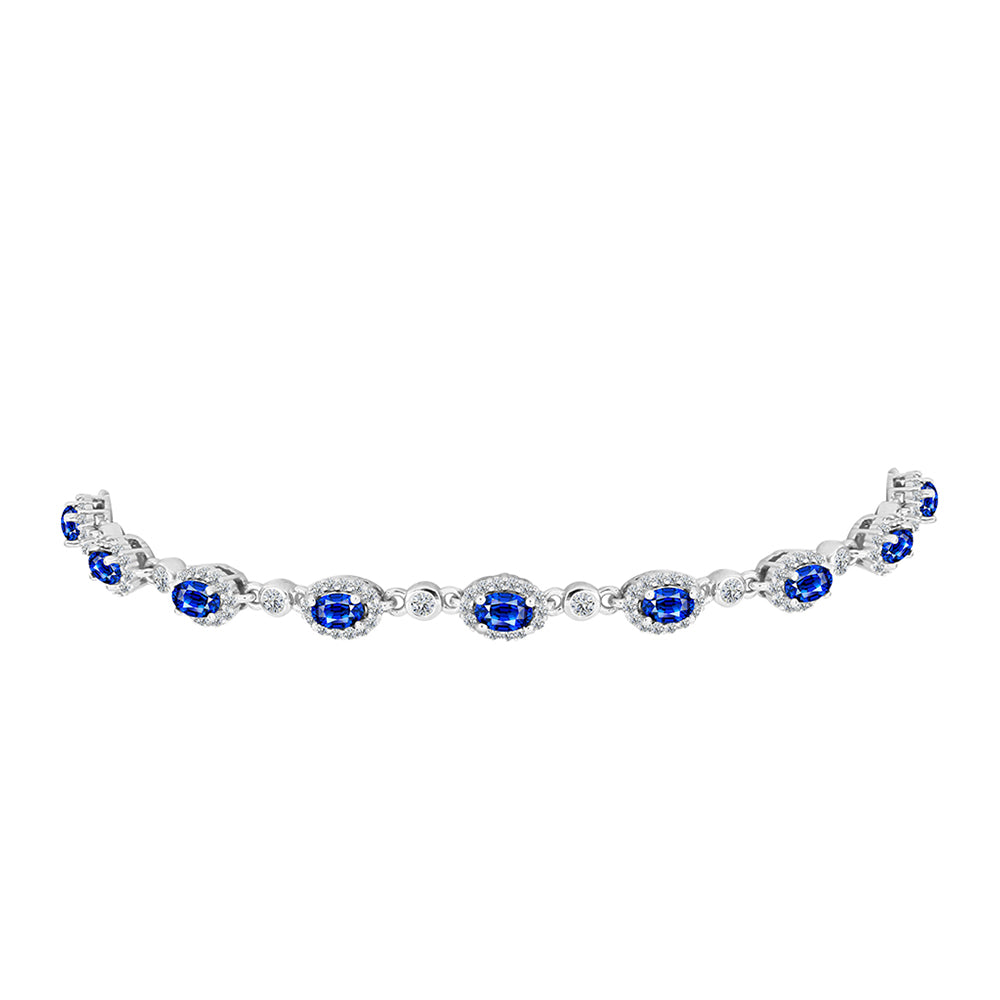 Pulsera de Plata con Zafiro Azul Australiano y Topacio Blanco