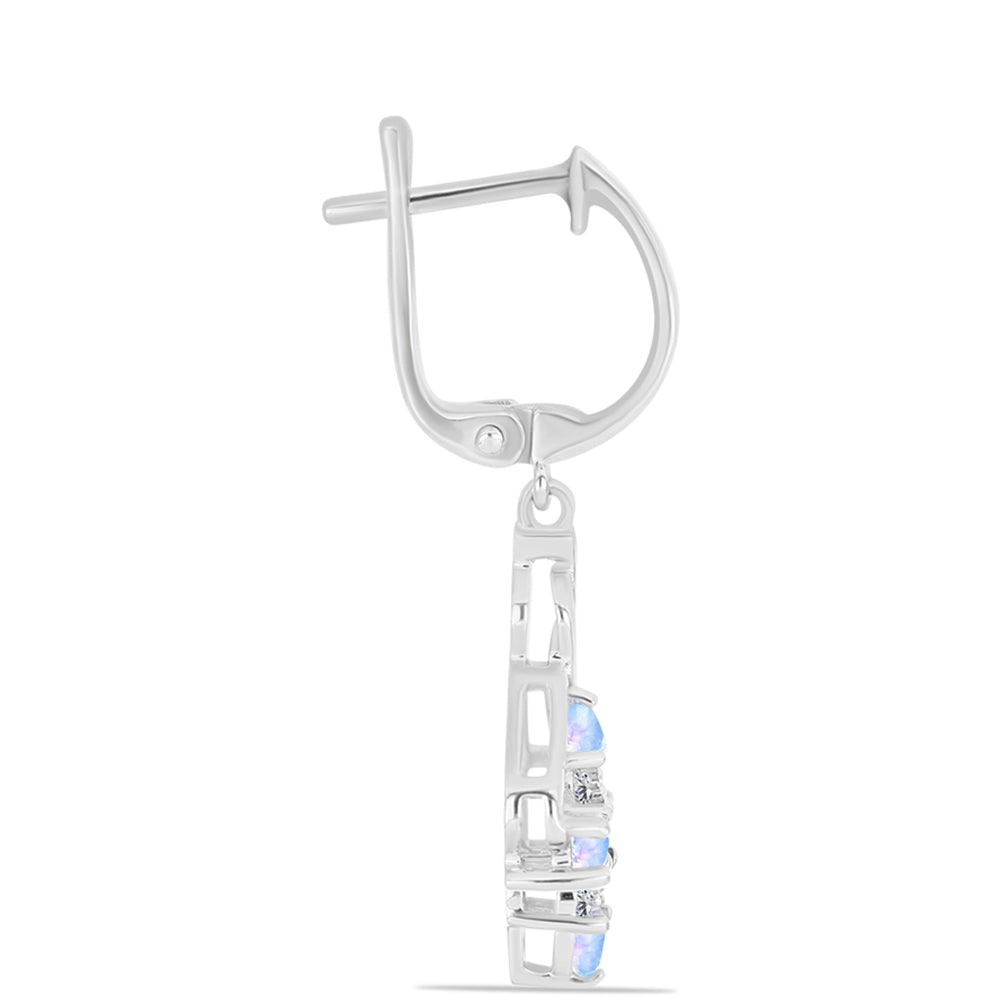 Pendientes de Plata con Zafiro Azul Australiano y Piedra Lunar Arco Iris 2 