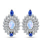 Pendientes de Plata con Zafiro Azul Australiano y Piedra Lunar Arco Iris