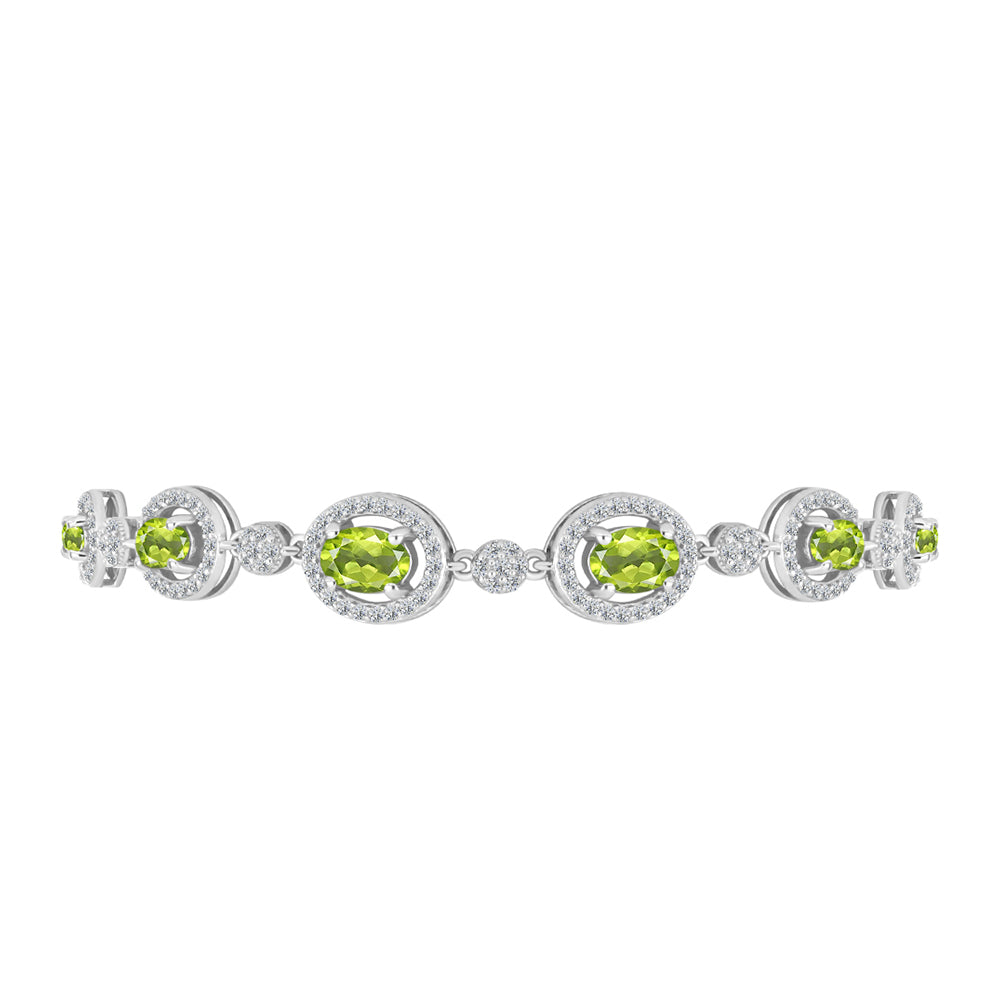 Pulsera de Plata con Peridoto de Changbai y Topacio Blanco