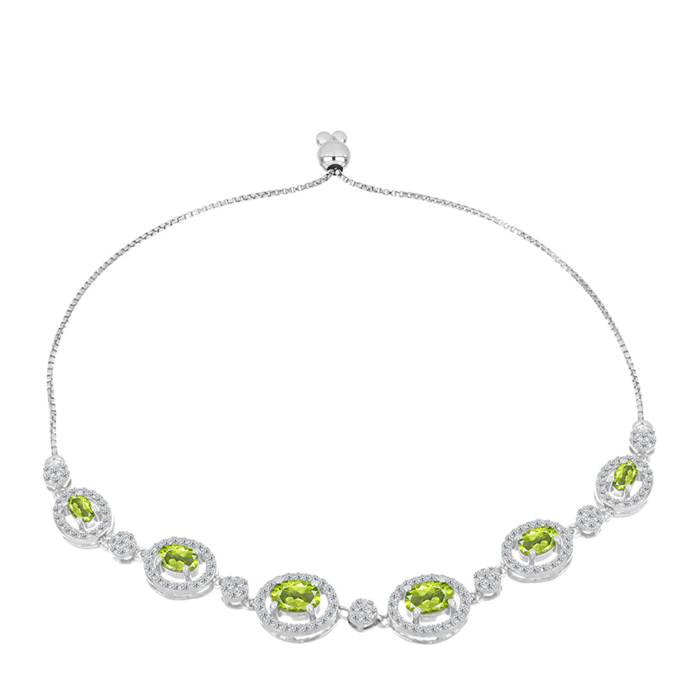 Pulsera de Plata con Peridoto de Changbai y Topacio Blanco