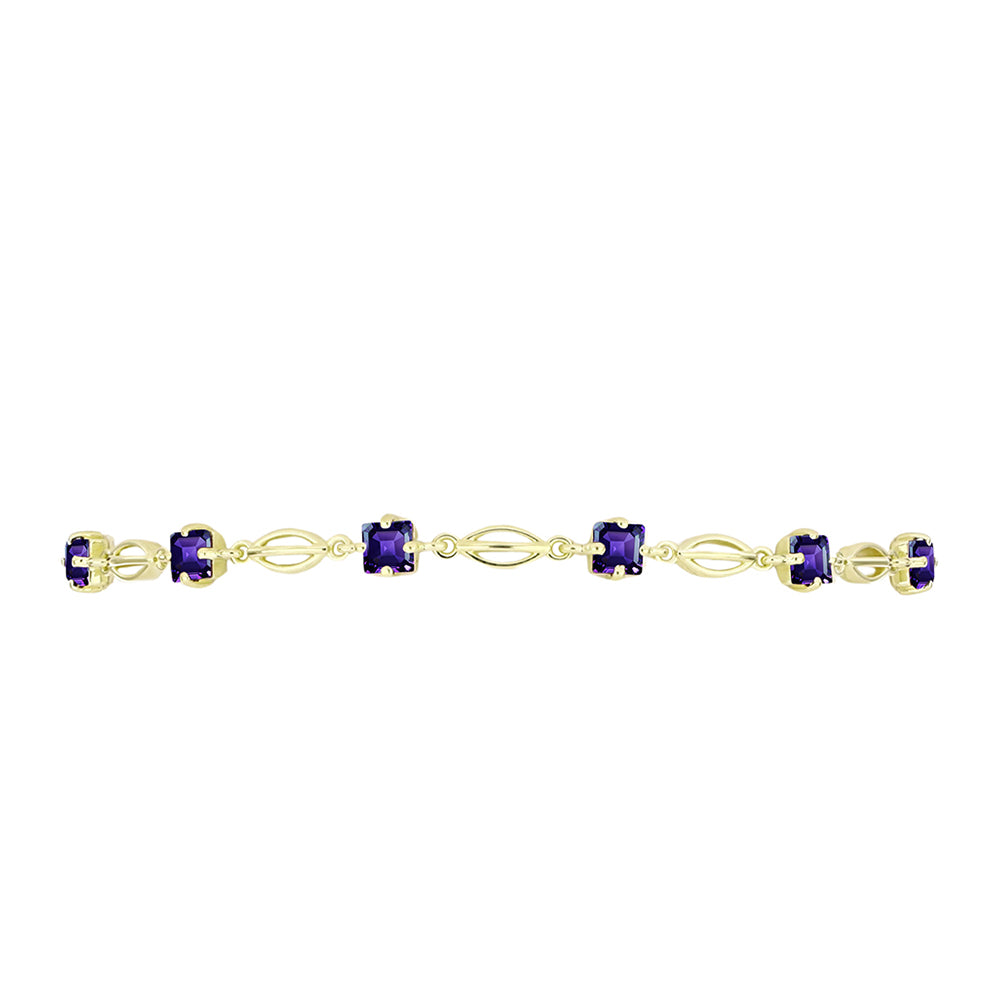 Pulsera de Plata Bañada en Oro con Amatista de Marruecos