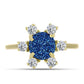 Anillo de Plata Bañada en Oro con Drusa Azul y Topacio Blanco