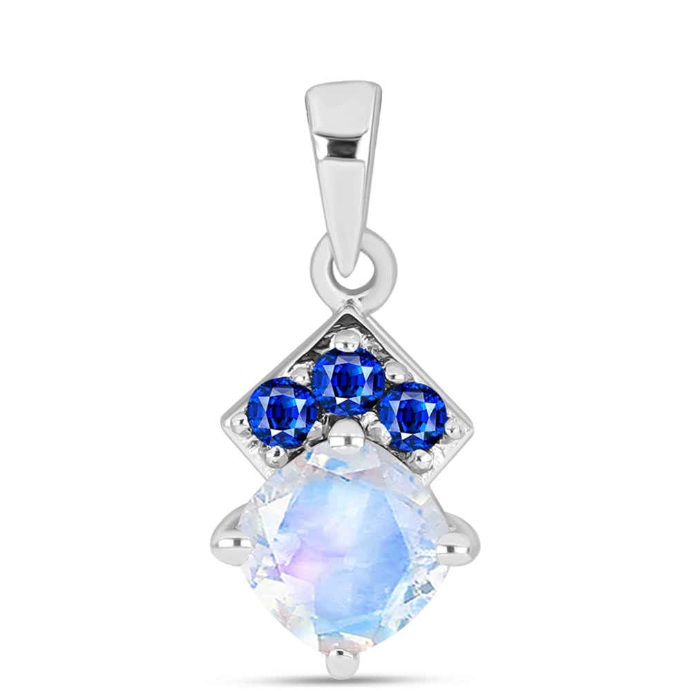 Colgante de Plata con Zafiro Azul Australiano y Piedra Lunar Arco Iris 1 