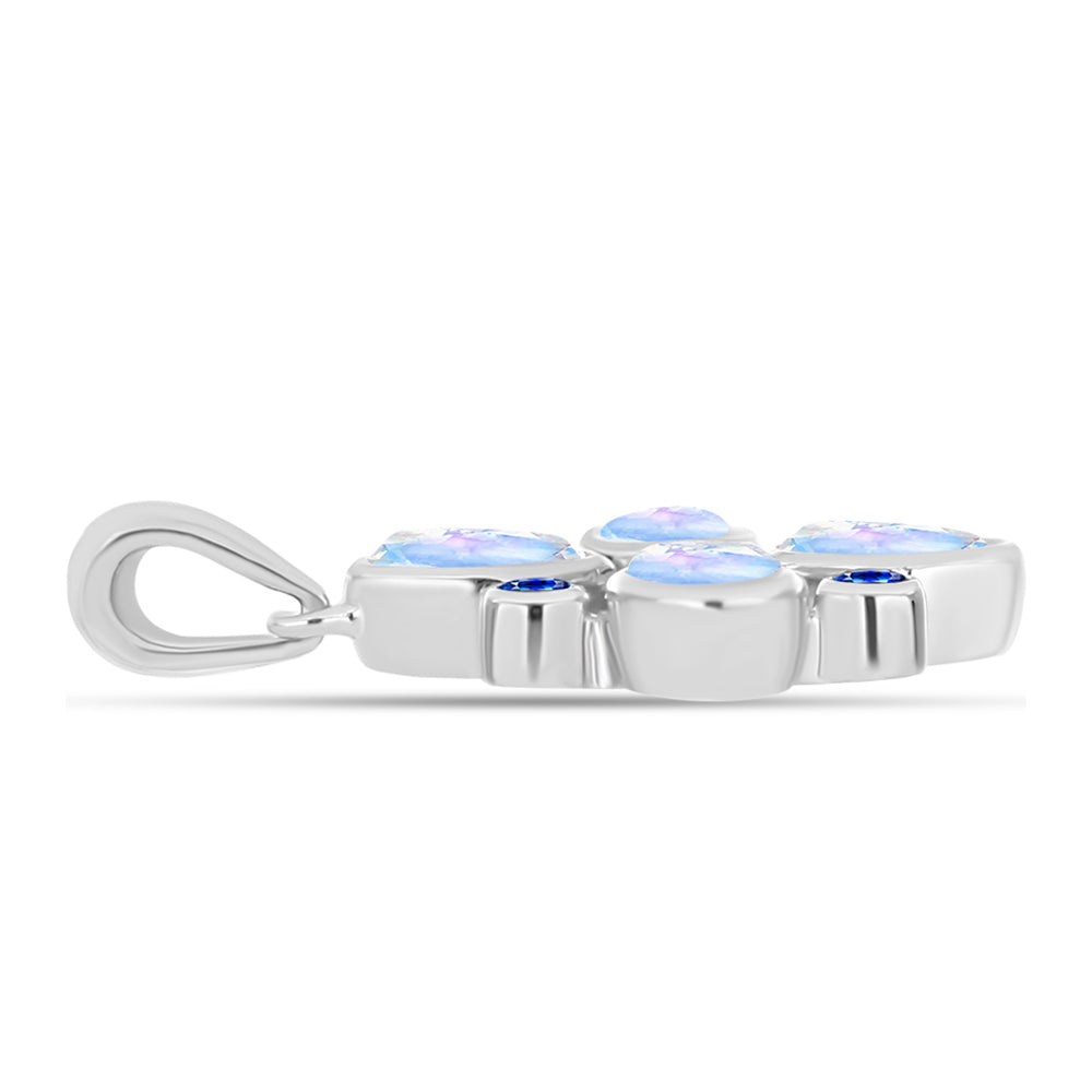 Colgante de Plata con Zafiro Azul Australiano y Piedra Lunar Arco Iris