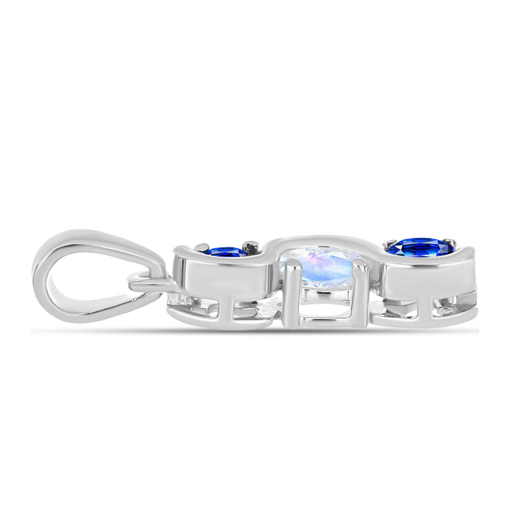 Colgante de Plata con Zafiro Azul Australiano y Piedra Lunar Arco Iris