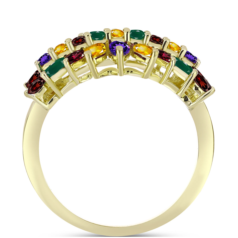Anillo de Plata Bañada en Oro con Amatista de Marruecos y Citrino de los Montes Urales 2 
