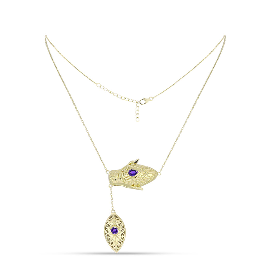 Collar de Plata Bañada en Oro con Amatista de Marruecos 1 