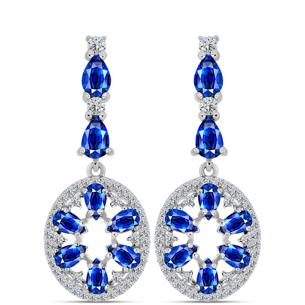 Pendientes de Plata con Zafiro Azul Australiano y Topacio Blanco 1 