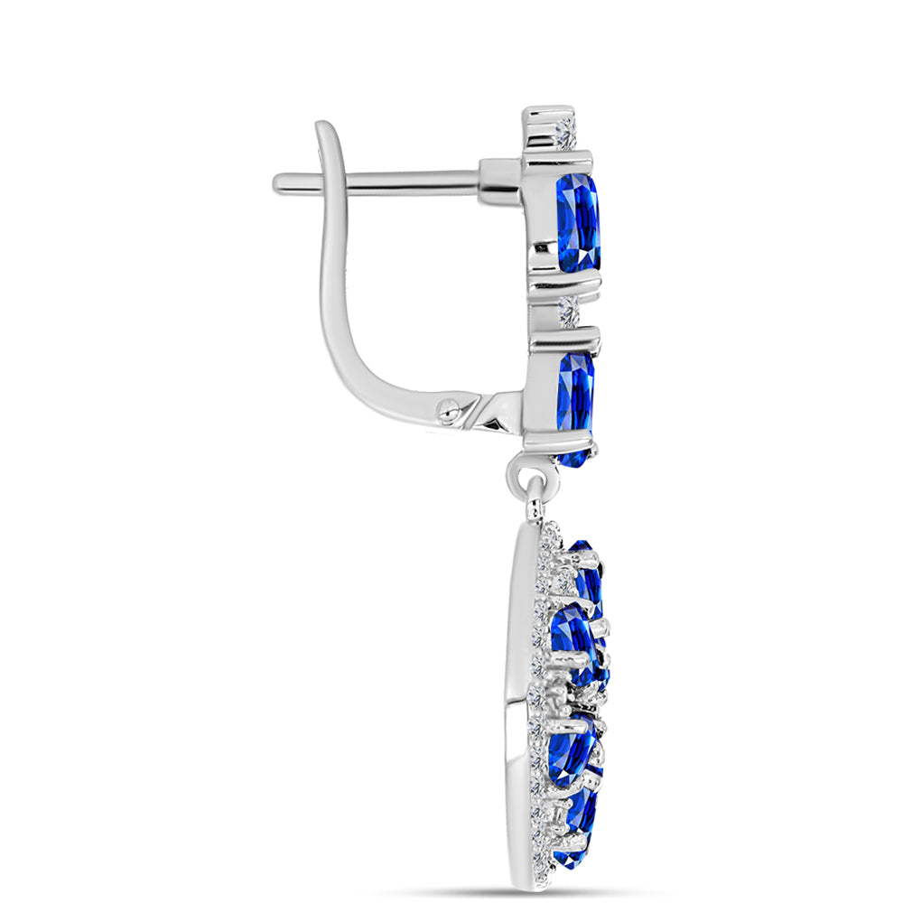 Pendientes de Plata con Zafiro Azul Australiano y Topacio Blanco 2 
