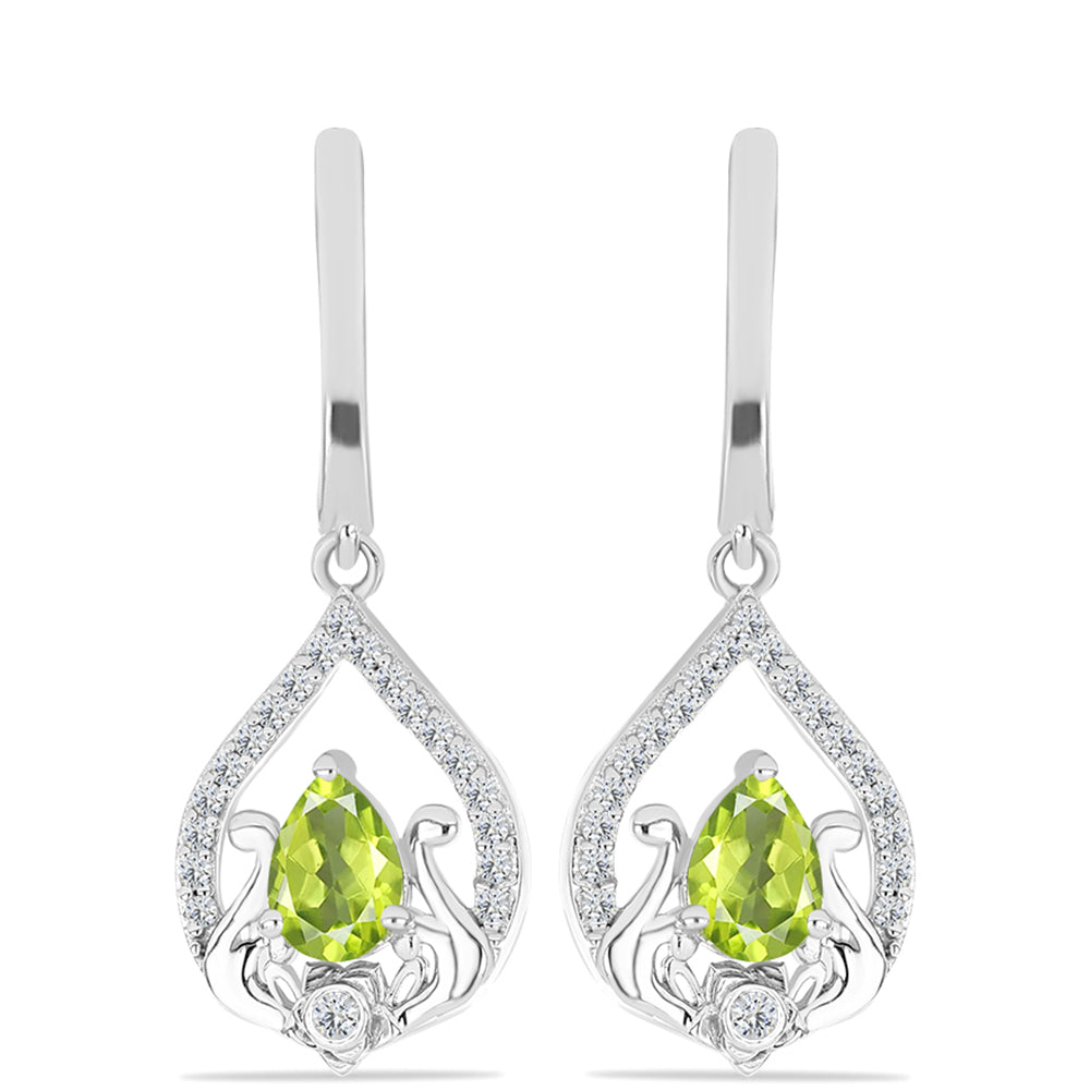 Pendientes de Plata con Peridoto de Changbai y Topacio Blanco