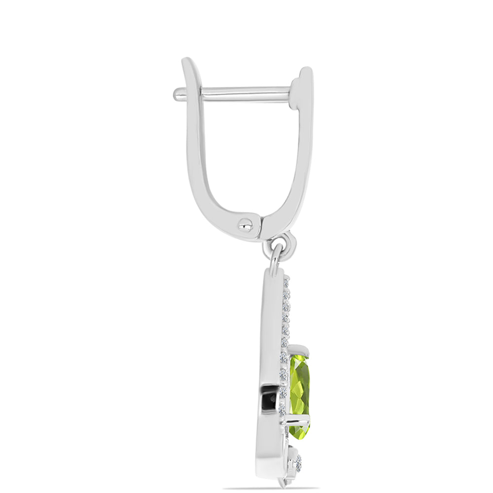 Pendientes de Plata con Peridoto de Changbai y Topacio Blanco