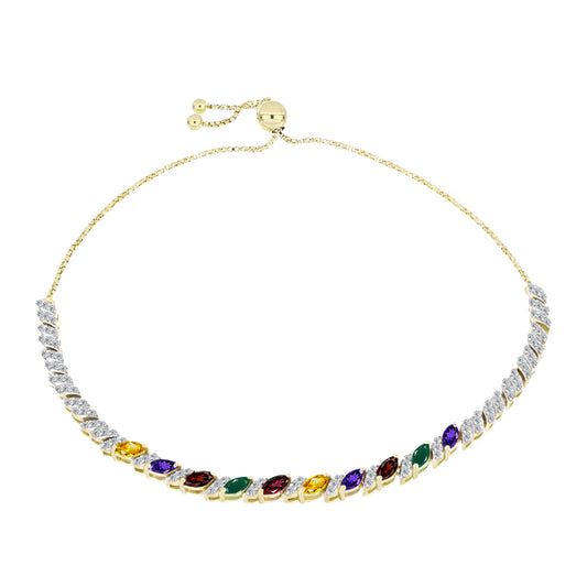 Pulsera de Plata Bañada en Oro con Amatista de Marruecos y Citrino de los Montes Urales