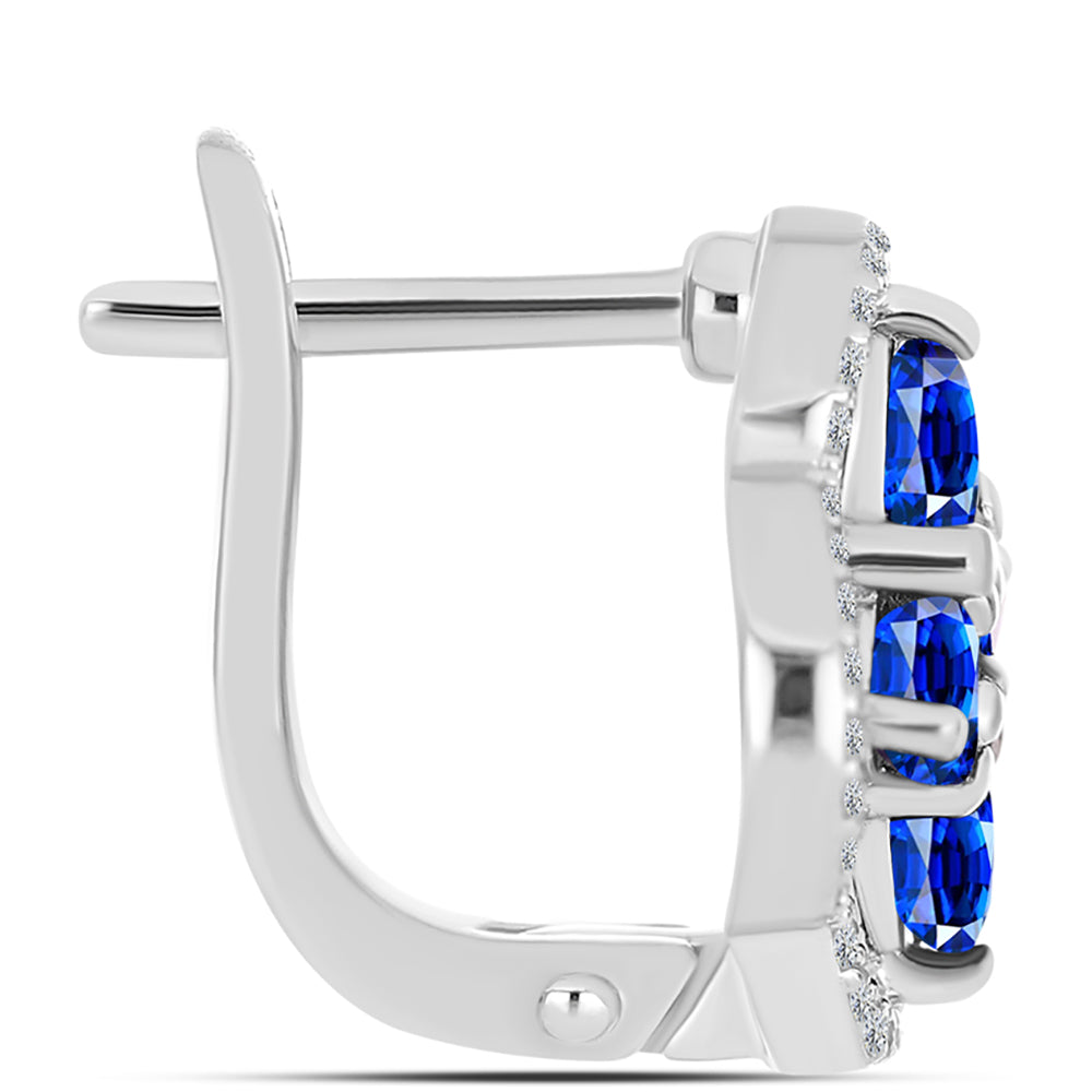 Pendientes de Plata con Zafiro Azul Australiano y Topacio Blanco