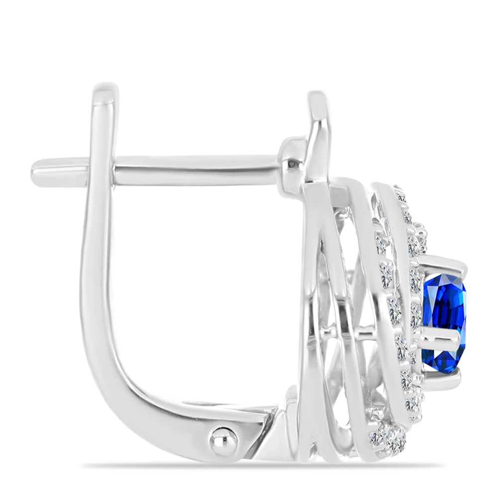 Pendientes de Plata con Zafiro Azul Australiano y Topacio Blanco