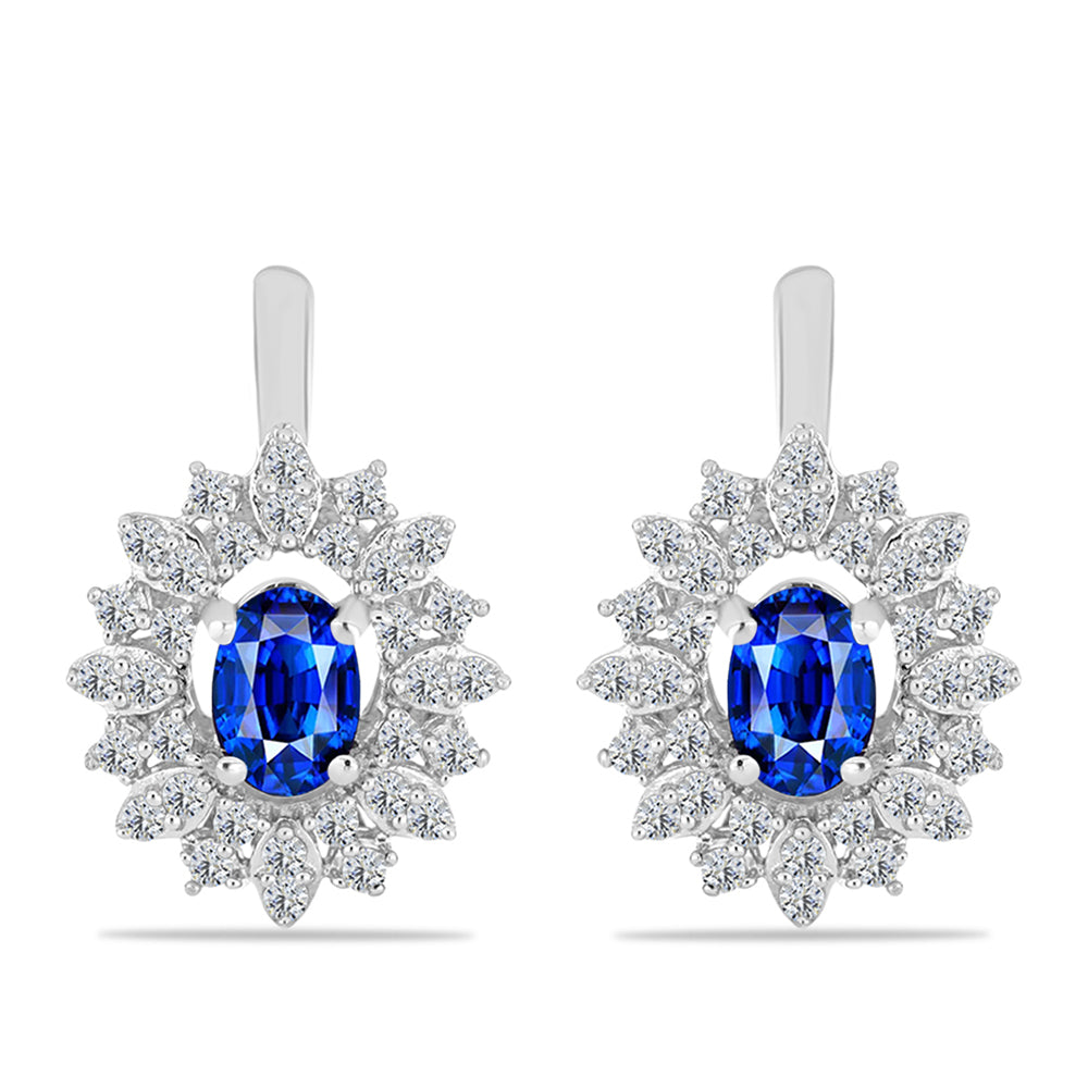Pendientes de Plata con Zafiro Azul Australiano y Topacio Blanco 1 