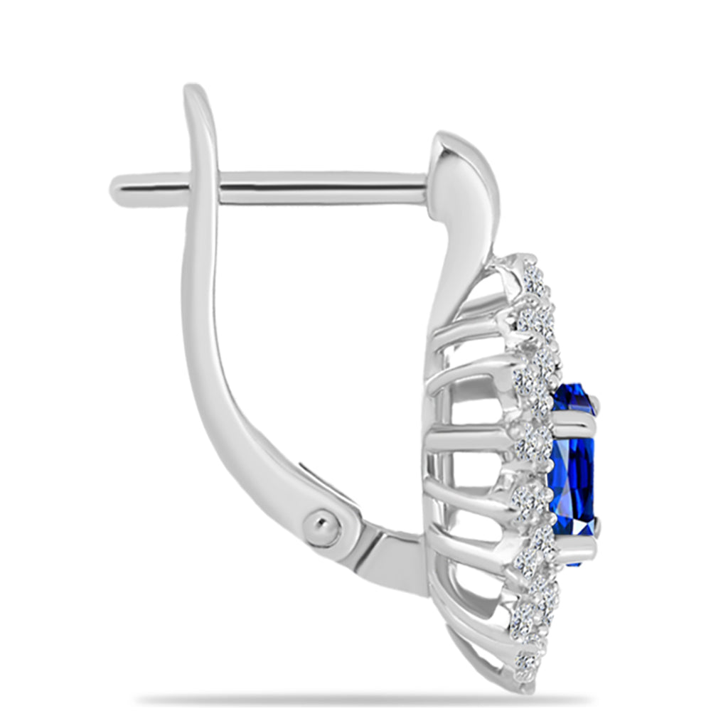Pendientes de Plata con Zafiro Azul Australiano y Topacio Blanco 2 