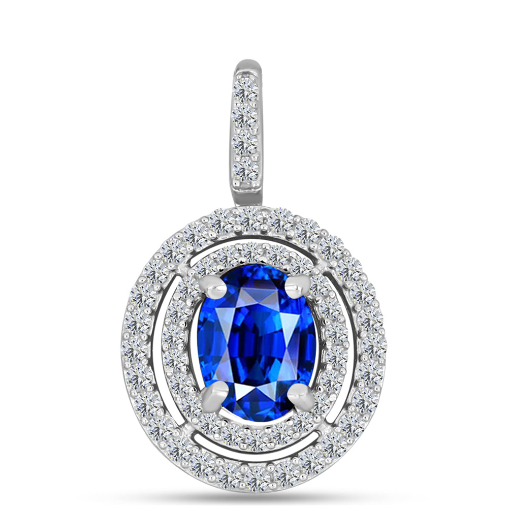 Colgante de Plata con Zafiro Azul Australiano y Topacio Blanco 1 
