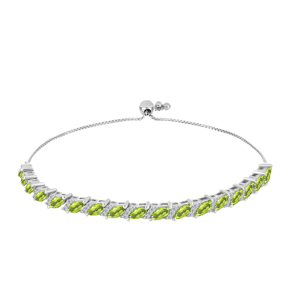 Pulsera de Plata con Peridoto de Changbai y Topacio Blanco