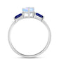 Anillo de Plata con Zafiro Azul Australiano y Piedra Lunar Arco Iris