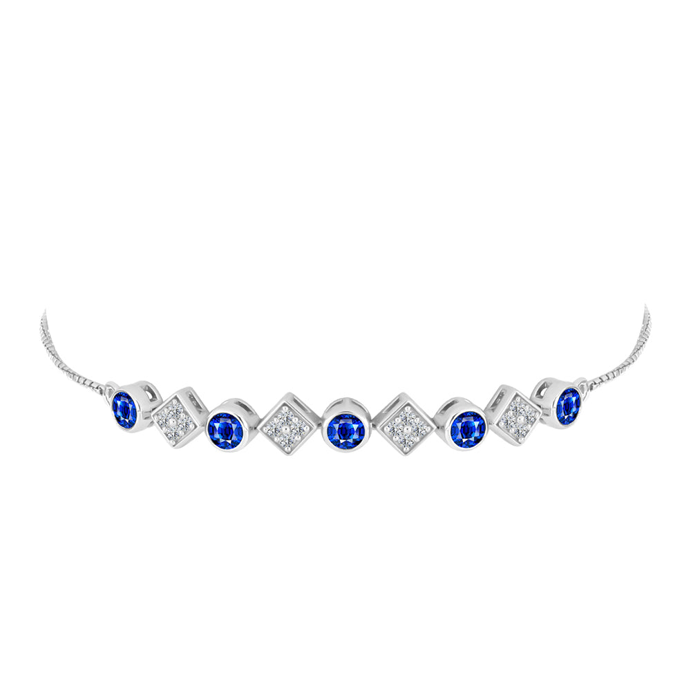 Pulsera de Plata con Zafiro Azul Australiano y Topacio Blanco 2 